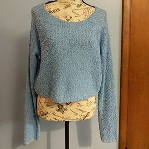 Powder blue long sleeve cropped top
